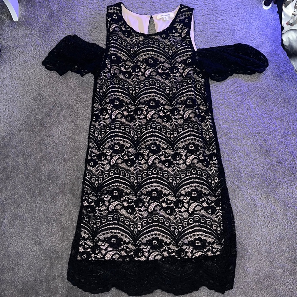 Black & Nude Lace Dress - Francesca’s
